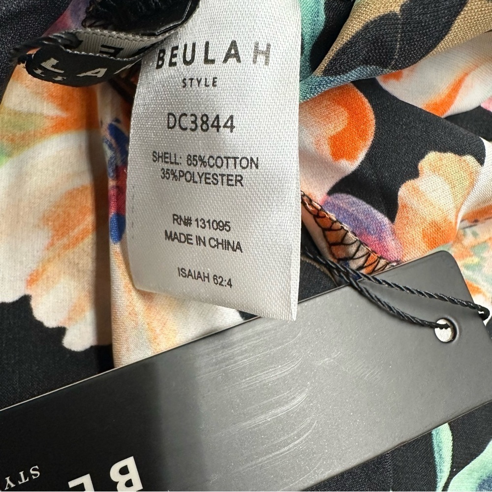 Beulah Black Maxi Dress with Floral Design long balloons sleeves size s NWT - Picture 5 of 10